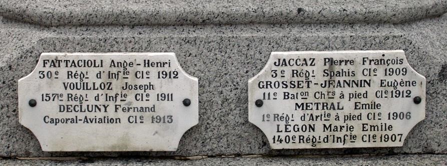 Monument aux morts de Passy : Passerands morts après 1918 des suites de la Guerre (cliché Bernard Théry)