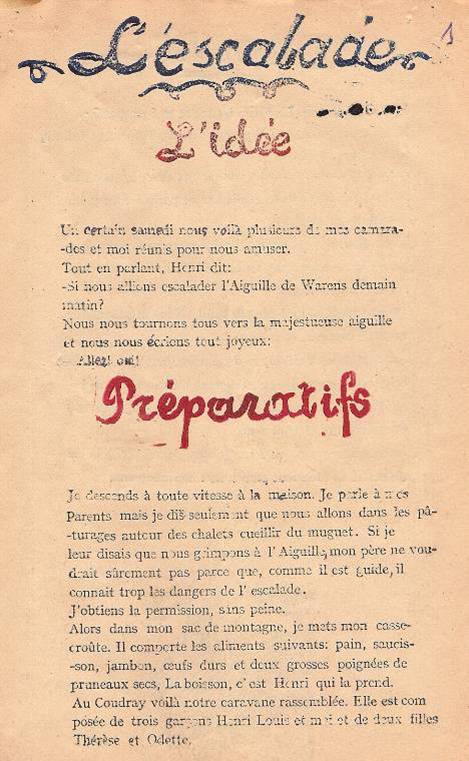 « L’Escalade », journal scolaire de Passy « Face au Mont-Blanc », juillet 1946, p. 1