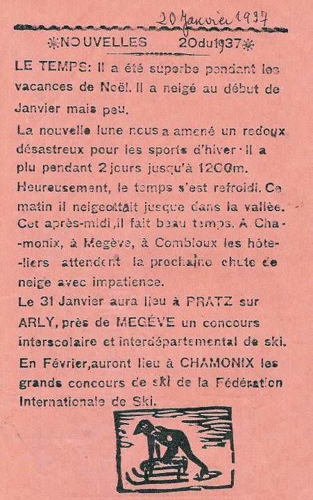 Journal scolaire de Passy, « Face au Mont-Blanc », janvier 1937, p. 7 