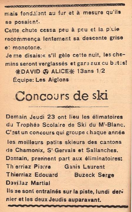 Journal scolaire de Passy, « Face au Mont-Blanc », janvier 1947, p. 4 