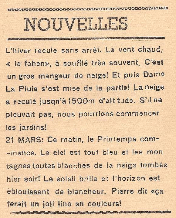 Journal scolaire de Passy, « Face au Mont-Blanc », février-mars 1947 p. 14  
