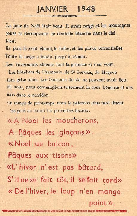 Journal scolaire de Passy, « Face au Mont-Blanc », janvier-février-mars 1948 p. 1 