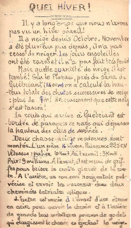 Journal scolaire de Passy, « Face au Mont-Blanc », janvier-février 1951 p. 11 