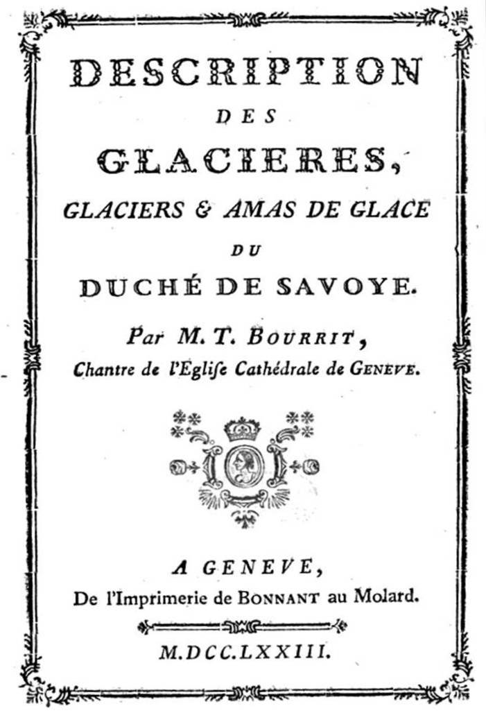 Fac-similé de la première édition de Bourrit, 1773