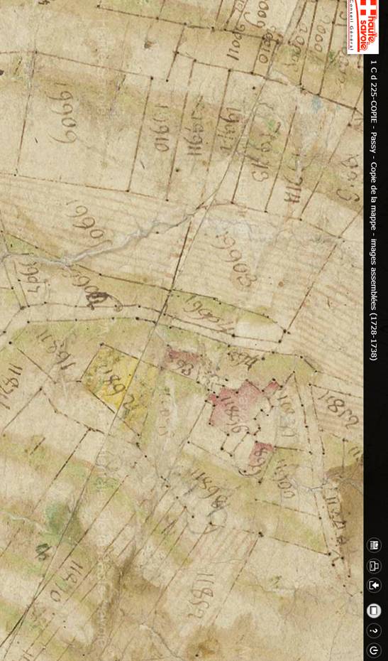 Mappe sarde de Passy, image 3/12, 80%, réorientée nord-sud, détail : Dingy 