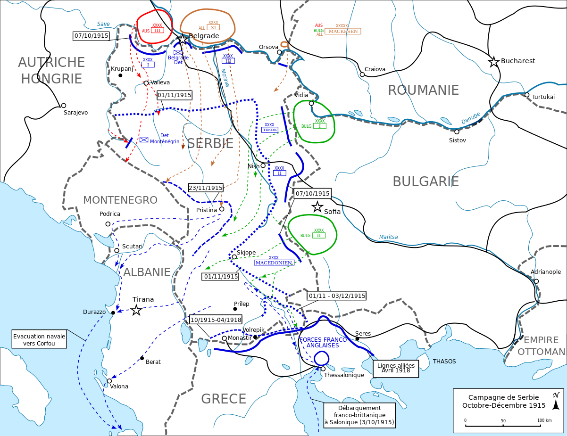 Carte de la Serbie (site Wikipedia, art. Expédition de Salonique)