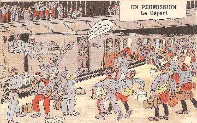 « En permission. Le départ », carte envoyée le 6 juillet 1917 par Félix Gruz à Marie Bottollier (doc. Famille Devillaz)