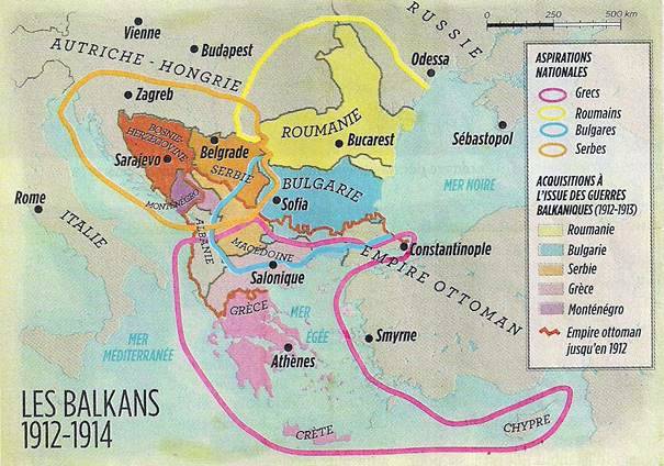 Carte des aspirations nationales dans les Balkans, 1912-1914 (site hobbiesdejp.free.fr) 