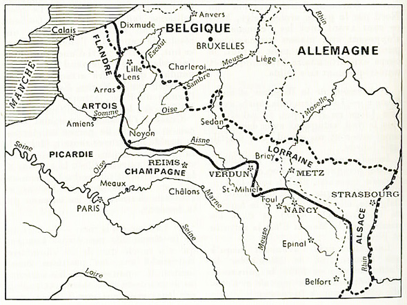 Carte du front occidental en 1915 (site strategietotale.com) 