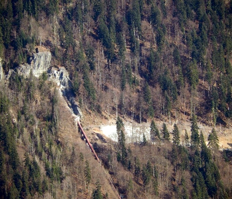 Chantier en haut de la piste forestière EDF de Passy, 18 mars 2014 (cliché Bernard Théry)