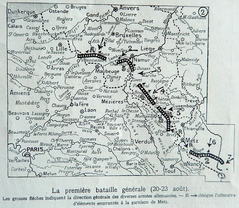 Carte du front du 20 au 23 août 1914 (Journal L’Illustration du 9 janvier 1915)