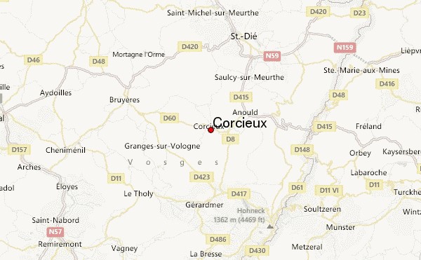Corcieux, au sud de St-Dié (site weather-forecast.com)