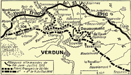 Attaques allemandes à Verdun de fin juin à juillet 1916 (site pearltrees.com et site poiluslagny.blogspot.fr)
