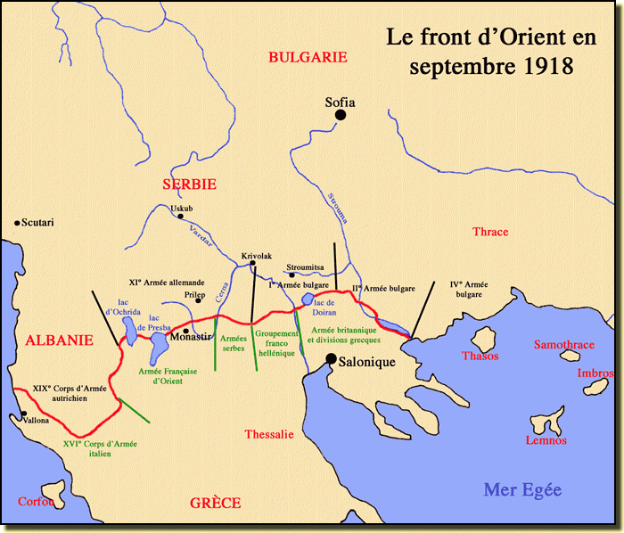 Le front d’Orient en septembre 1918 (site medailles1914-1918.fr) 