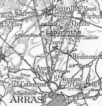 Situation de ROCLINCOURT près d'Arras